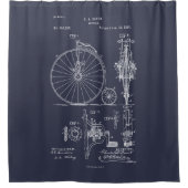 Antikes Fahrrad 1887 Penny Farthing Zeichnend Pate Duschvorhang (Vorderseite)
