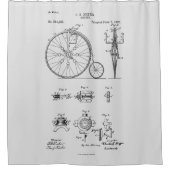 Antikes Fahrrad 1887 Penny Farthing Zeichnend Pate Duschvorhang (Vorderseite)