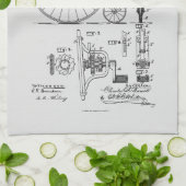 Antikes Fahrrad 1887 Penny Farthing Zeichnend Pate Geschirrtuch (Gefaltet)