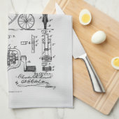 Antikes Fahrrad 1887 Penny Farthing Zeichnend Pate Geschirrtuch (Viertel Falte)