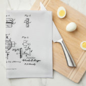 Antikes Fahrrad 1887 Penny Farthing Zeichnend Pate Geschirrtuch (Viertel Falte)