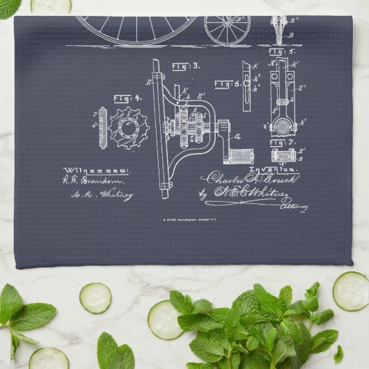 Antikes Fahrrad 1887 Penny Farthing Zeichnend Pate Geschirrtuch (Gefaltet)