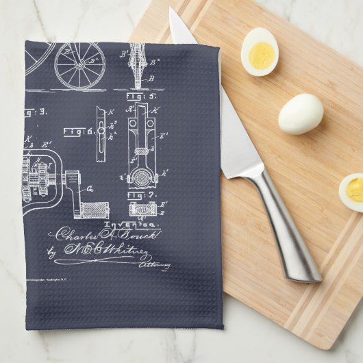 Antikes Fahrrad 1887 Penny Farthing Zeichnend Pate Geschirrtuch (Viertel Falte)