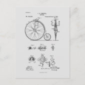 Antikes Fahrrad 1887 Penny Farthing Zeichnend Pate Postkarte (Vorderseite)