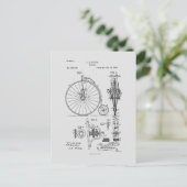 Antikes Fahrrad 1887 Penny Farthing Zeichnend Pate Postkarte (Stehend Vorderseite)