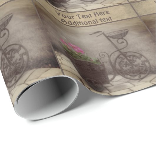 Antikes Fahrrad Blume Korb Personalisiert Geschenkpapier (Rolleneckpunkt)