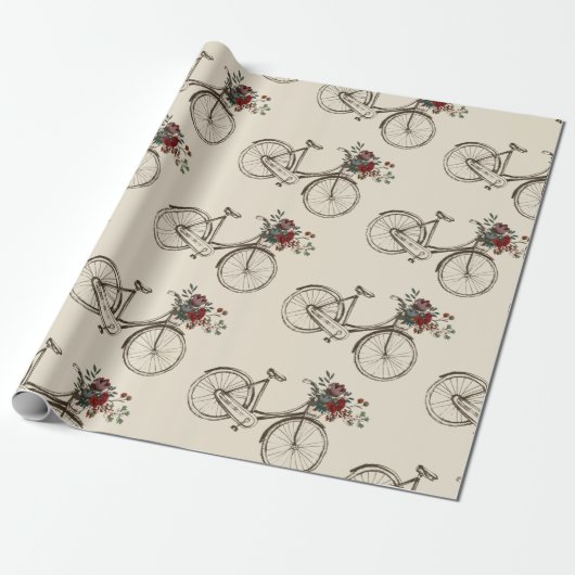 Antikes Fahrrad mit Korb von Blume Geschenkpapier (Ungerollt)
