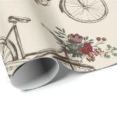 Antikes Fahrrad mit Korb von Blume Geschenkpapier (Rolleneckpunkt)