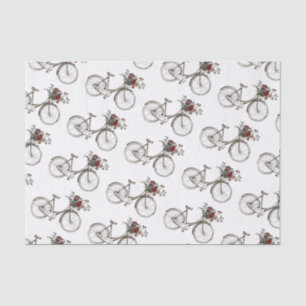Antikes Fahrrad mit Korb von Blume Seidenpapier