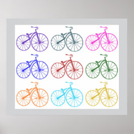 Antikes Fahrrad Vintag drucken Multicolormuster Poster