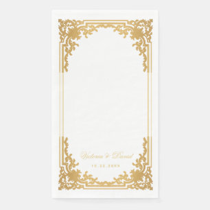 Antikes falsches Gold Hochzeit Elegante Schrift Serviette