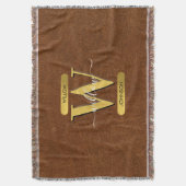 Antikes falsches Leder & Gold-Monogramm Decke (Vorderseite Vertikal)