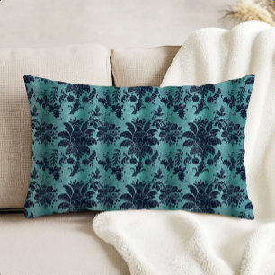 Antikes falsches Velours Blumenmuster in Marinebla Dekokissen