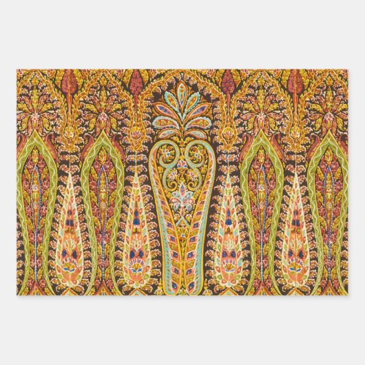 Antikes farbenfrohes Blumenmuster Geschenkpapier Set (Vorderseite)