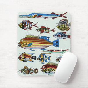 Antikes farbenfrohes exotisches Fisch-Naturgeschic Mousepad