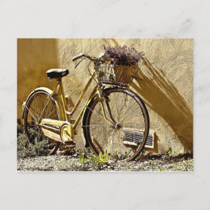 Antikes Farbige Gelbe Fahrrad   Postkarte