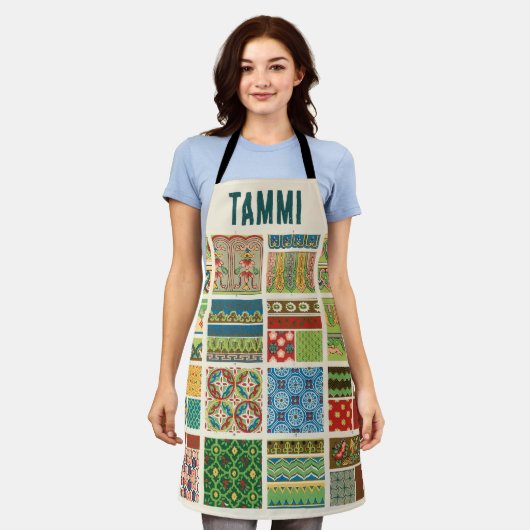 Antikes farbiges Patchwork Benutzerdefinierter Mon Schürze (Getragen)