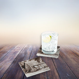 Antikes Farmleben-Scheunenhaus Glasuntersetzer