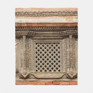 Antikes Fenster im Nasal Chowk Hof von Hanuman Fleecedecke