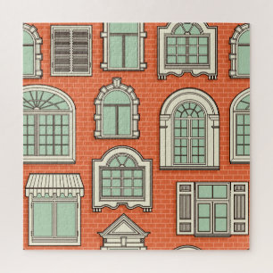 Antikes Fenster Szenisches Muster Puzzle