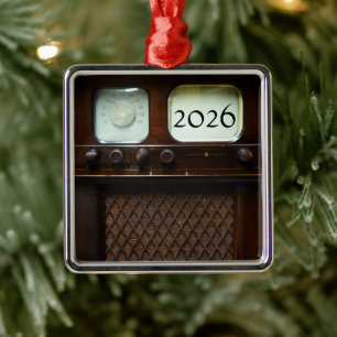 Antikes Fernsehen und Radio Ornament Aus Metall