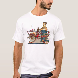 Antikes Feuerwehrauto-Dampf-Pumpen-Männer-T-Shirt T-Shirt