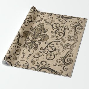 Antikes Fleur-de-lis-Ornament Geschenkpapier