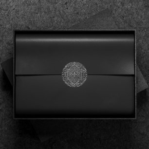 Antikes Fleur de Lis   Schwarzer silberner Grunge  Runder Aufkleber