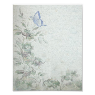 Antikes Floral Blau Fotodruck