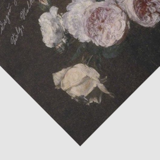 Antikes Floral mit Skript Seidenpapier (Ausschnitt)