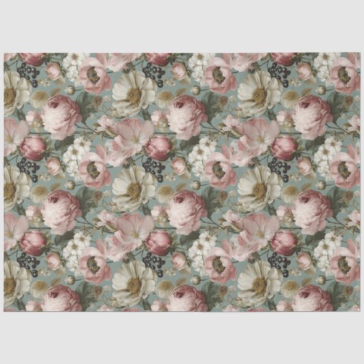 Antikes Floral Seidenpapier (Vorderseite)