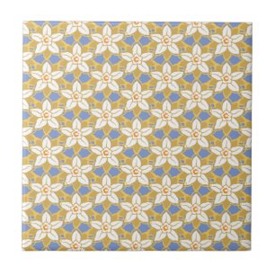 Antikes florales blau-gelbes Jonquil-Muster Fliese