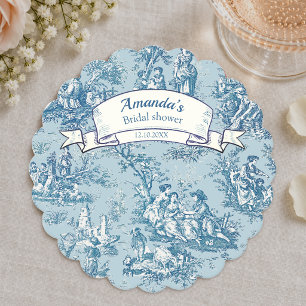 Antikes florales blau türkis Toile de Jouy Untersetzer