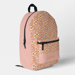 Antikes florales Cameo-Muster in Pink und Orange Bedruckter Rucksack