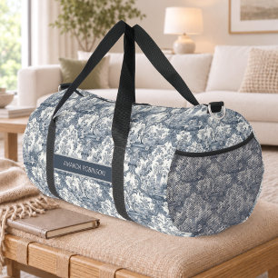 Antikes florales Damast Blau toile de jouy Monogra Duffle Bag