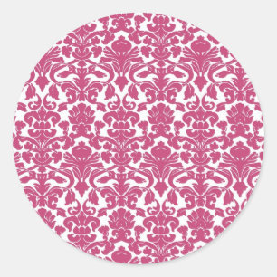 Antikes florales Damast Fuchsien-Rosen-Karten-Stic Runder Aufkleber