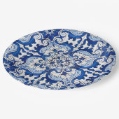 Antikes florales Fliesenmuster Pappteller (Schrägansicht)