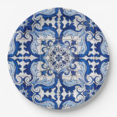 Antikes florales Fliesenmuster Pappteller (Vorderseite)