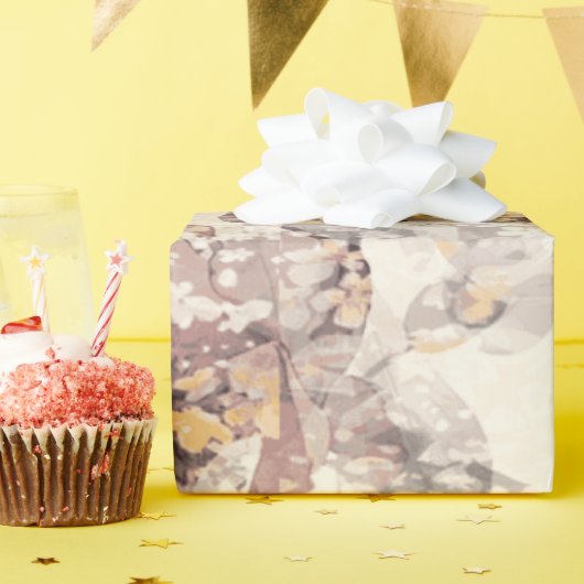 Antikes Florales Geschenkpapier in Staubrose (Geburtstagsparty)