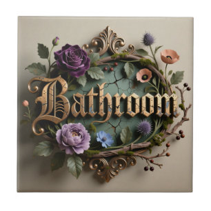 Antikes florales goldenes Badezimmer-Rundschild Fliese