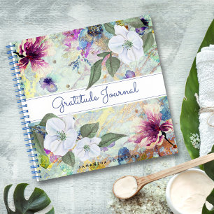 Antikes florales grünes Aquarell-Dankbarkeitstageb Notizblock