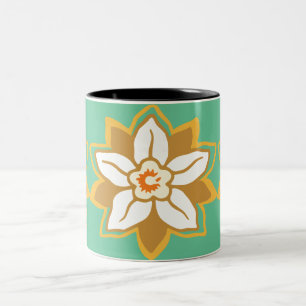 Antikes florales grünes und gelbes Jonquil-Muster Zweifarbige Tasse