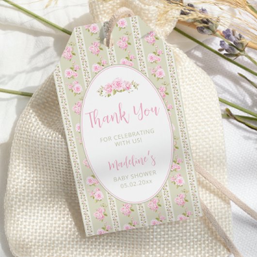 Antikes Florales Hellgrün Geschenkanhänger