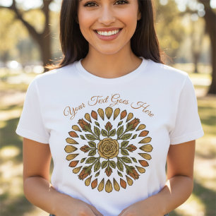 Antikes florales Linoleumschnitt-Medaillon mit ind T-Shirt