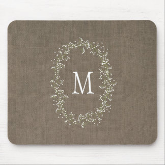 Antikes Florales Monogramm aus Jute Mousepad