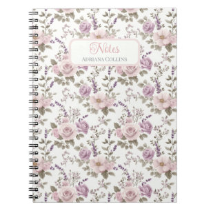 Antikes florales nahtloses Muster: Rosen & Lavende Notizblock
