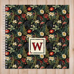 Antikes Florales Rot Weiß Lilien Bullet Journal Notizblock