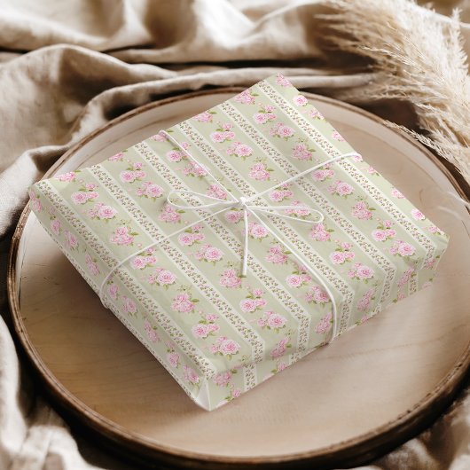 Antikes Florales Salbeigrün Seidenpapier