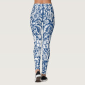 Antikes florales Weiß in Blau Leggings (Rückseite)
