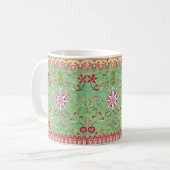 Antikes florales William-Morris-grünes rosa Gold Kaffeetasse (Vorderseite Links)